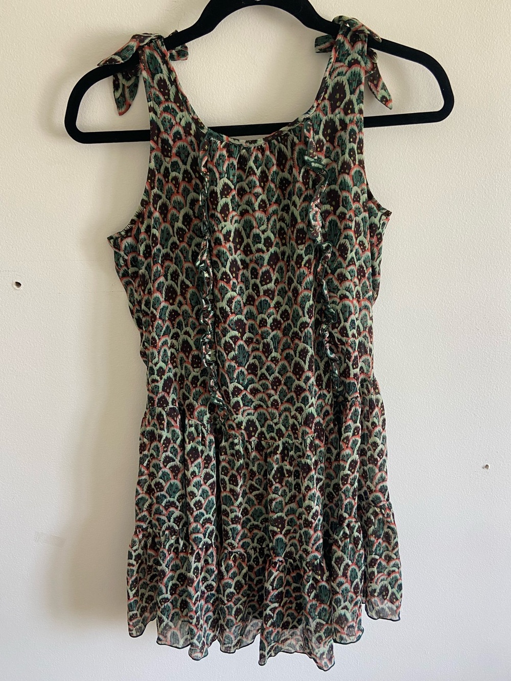 Scotch & Soda Sleeveless Tie-Shoulder Printed Mini Dress Ruffled Girl's Size 14